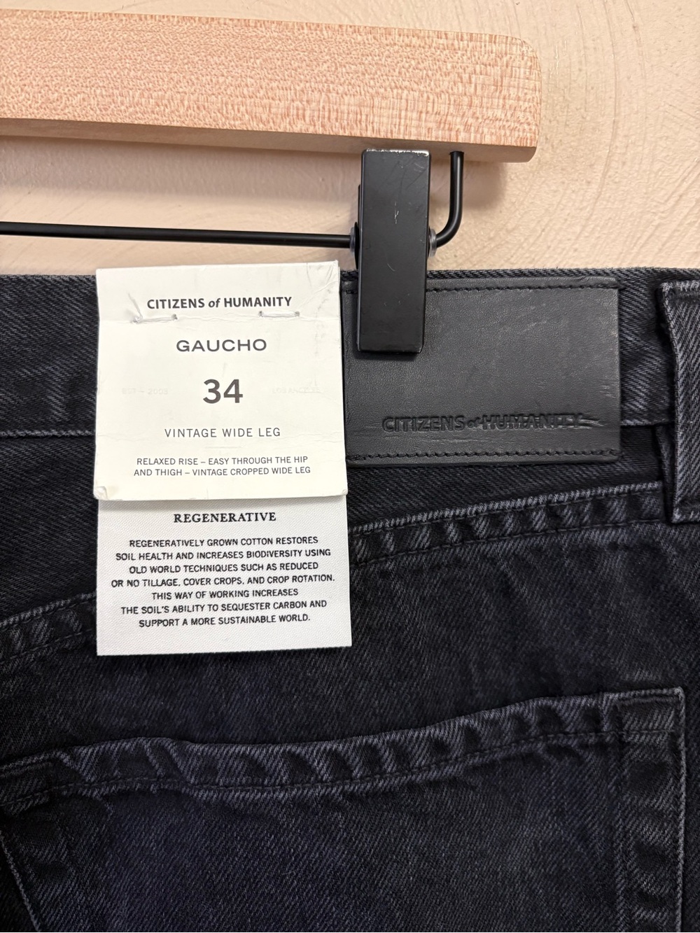 Citizens of Humanity Gaucho Vintage Wide Leg Jeans Black Size 34 NWT New - Picture 11 of 16